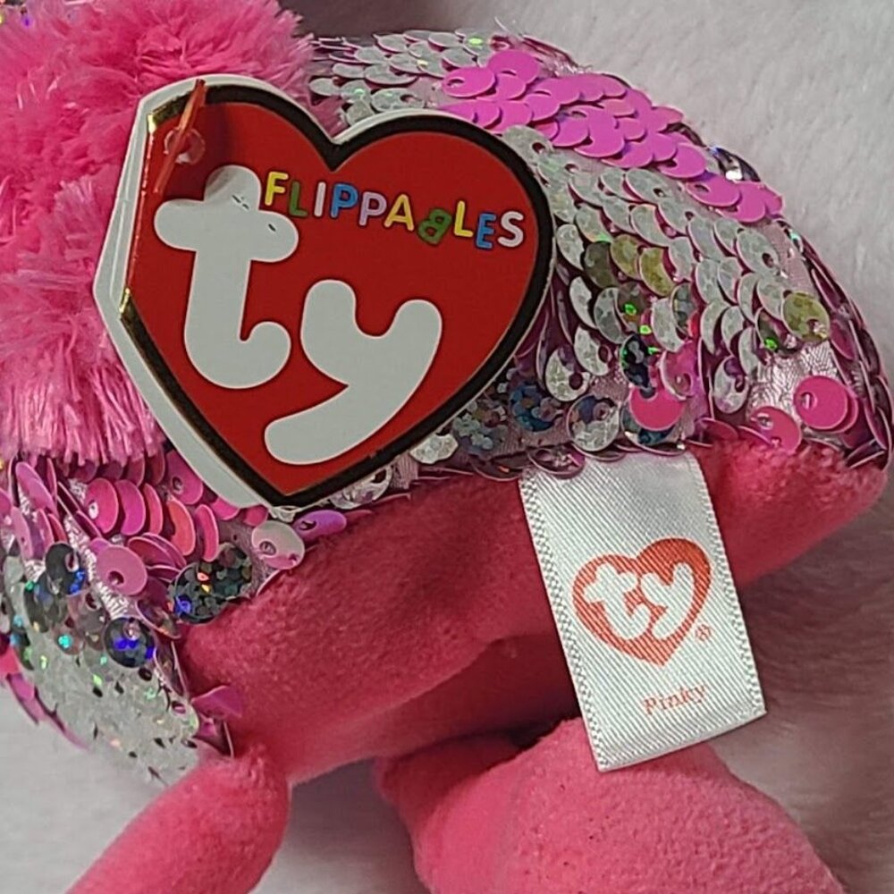 Ty Beanie Boo Flippables Pinky Flamingo 9" Beanie Color Changing Sequins w/ Tags - Picture 4 of 10